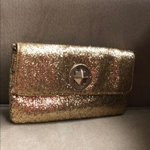 Kate Spade gold glitter clutch